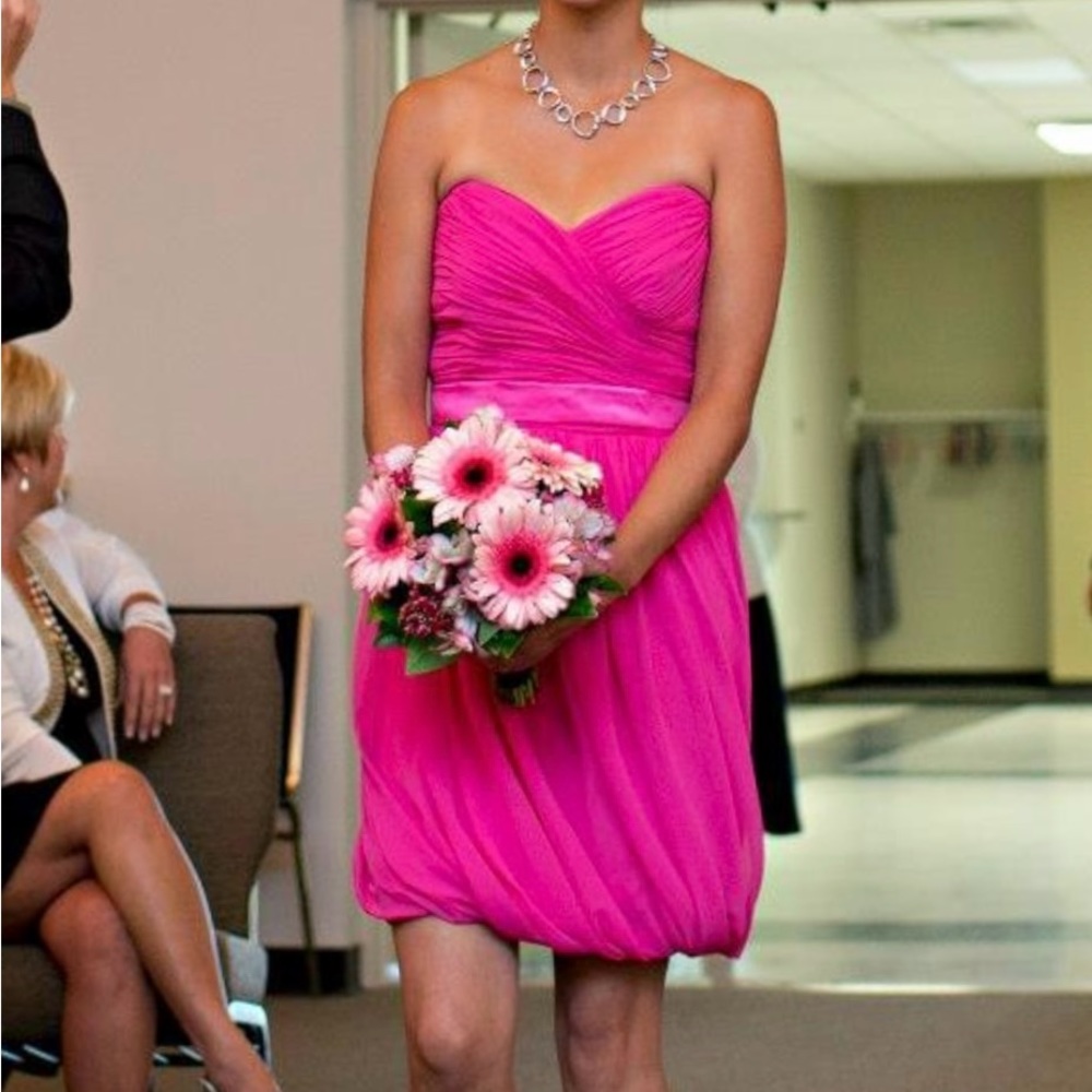 Fuchsia coloured bridesmaid dress